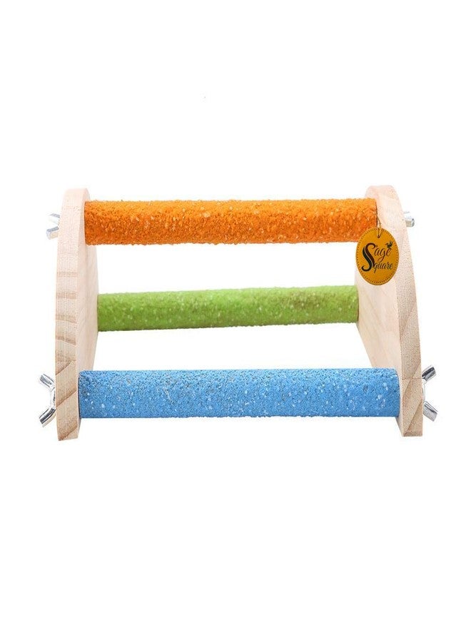 Sage Square Bird Training Perch,Wooden Perch Wooden Platform Natural Wood Stand Toy Branch for Birds(Semicircle) - Image 1